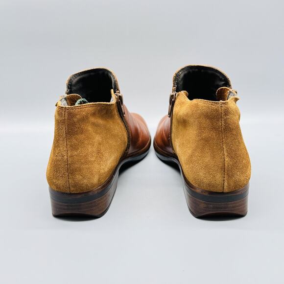 Naot Boots Womens 8 Brown Tan Suede Leather Helm Ankle Side Zip Low Heel Comfort - Picture 7 of 10
